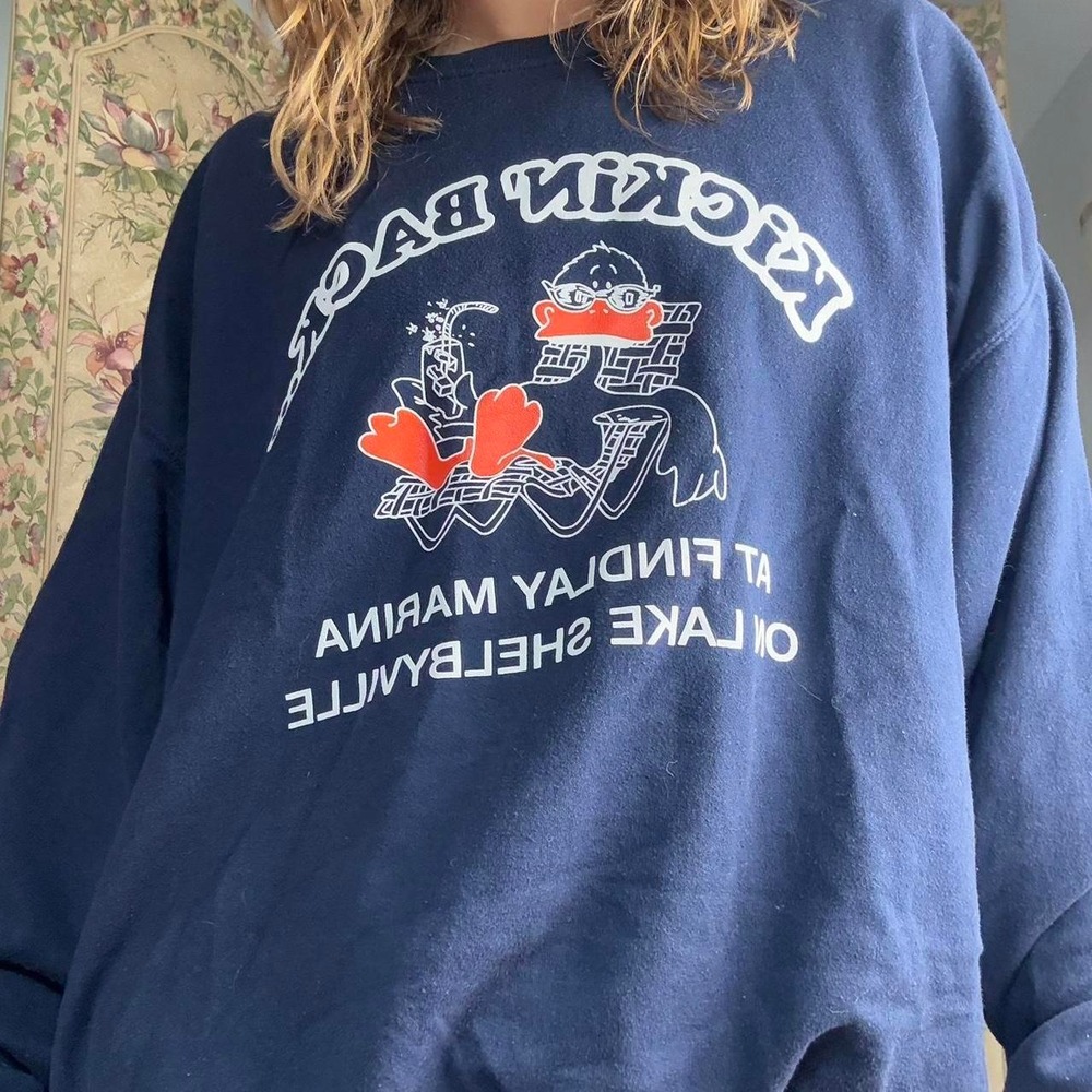 Jerzees Kickin Back Findlay Marina Lake Shelbyville Blue Crewneck Sweatshirt XL